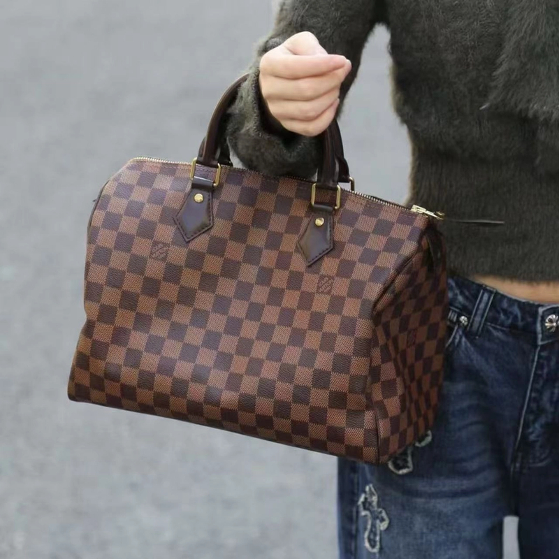 95新 LouisVuitton/路易威登 孟溪中古/棋盘格sp30手提包