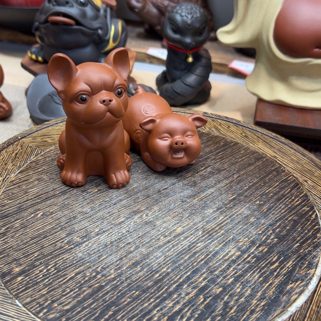 快***生茶宠紫砂朱泥法斗、朱泥爬起来猪