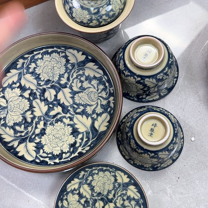 瓷片2号釉国色天香5件套景德镇