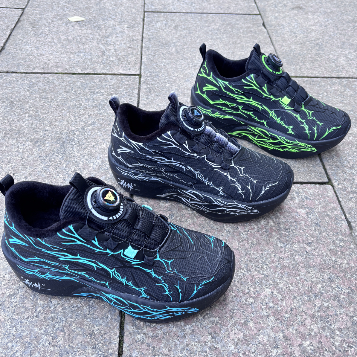 男女通用皮面加绒跑步鞋支撑纽扣潮流轻便休闲青少年款大童2595