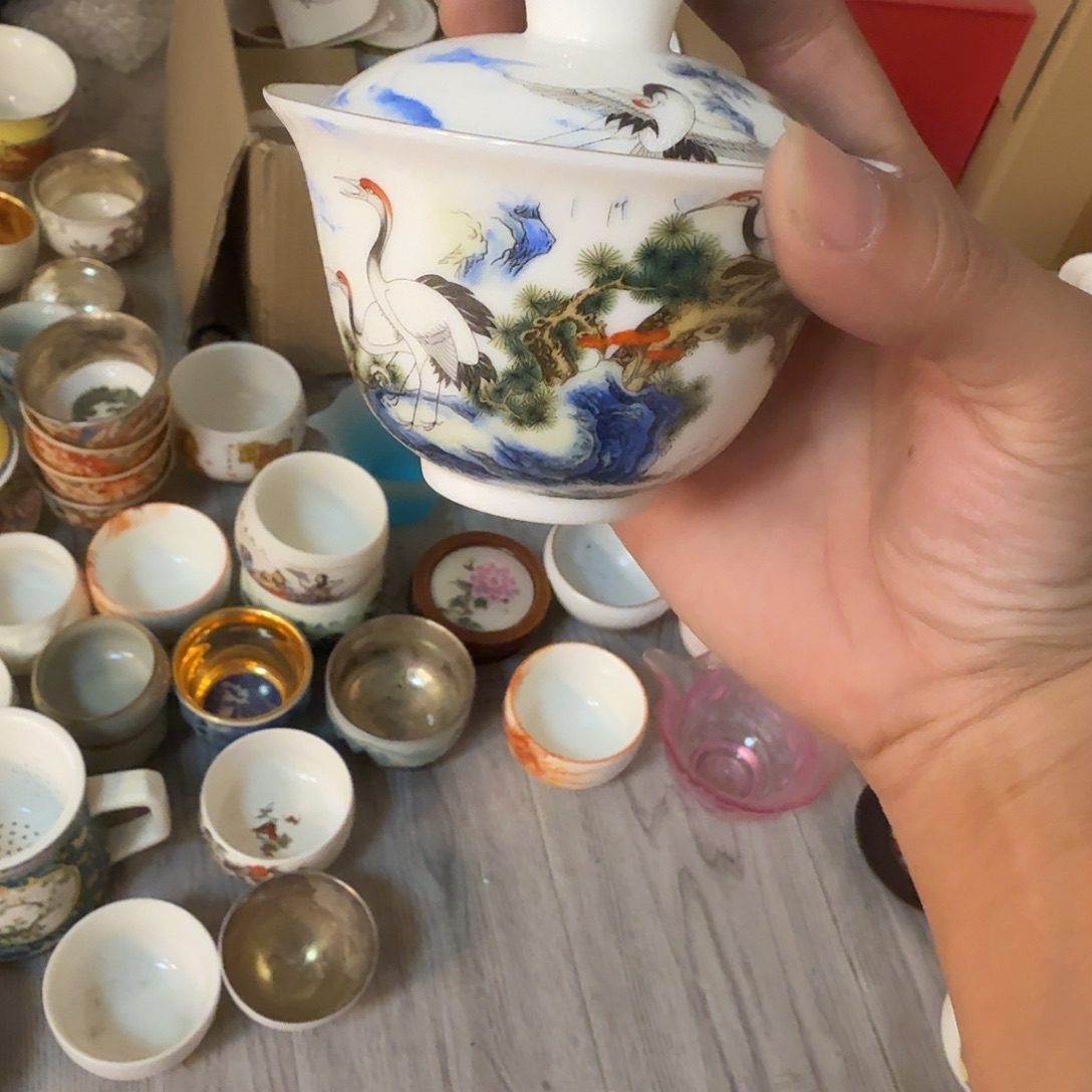 ️****仙鹤飞翔二才盖碗