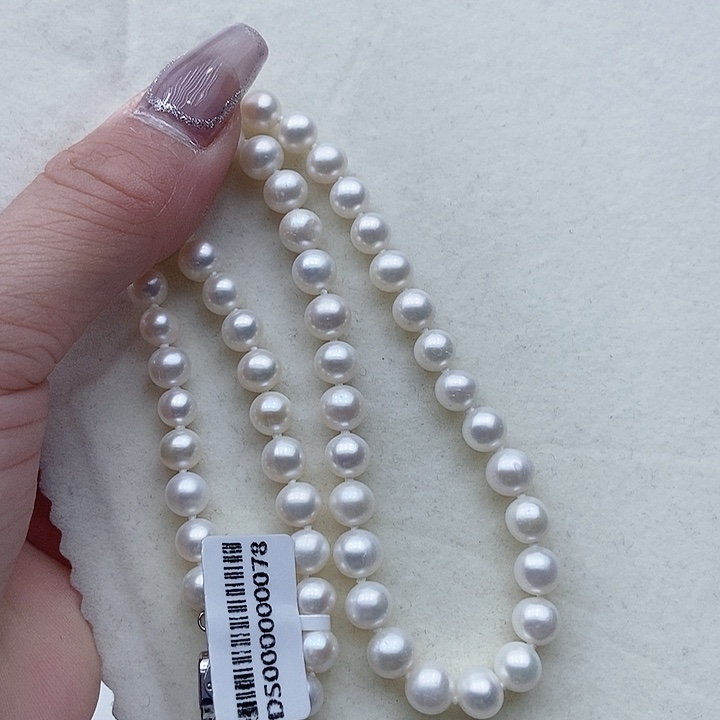 淡水珍珠银S925镶嵌项链卡7极光炫彩高品捡漏