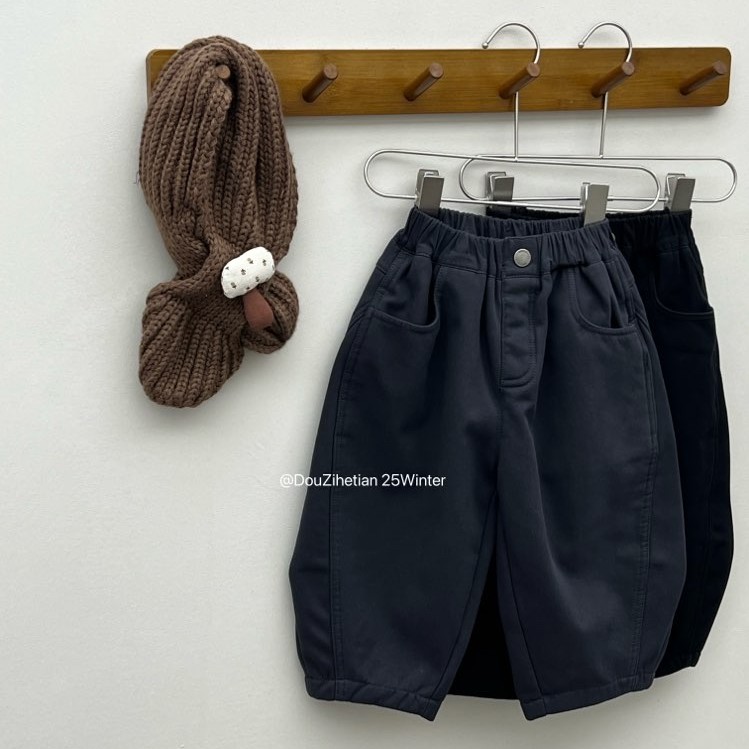 秋冬新款加厚碎花阔腿裤慵懒百搭休闲呢子裤