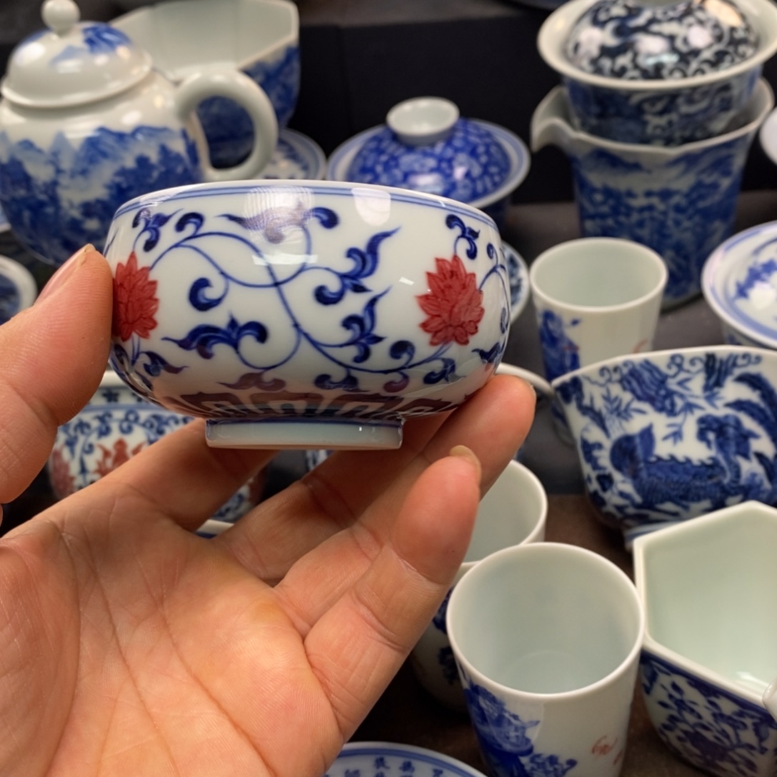 景德镇柴青花釉里红