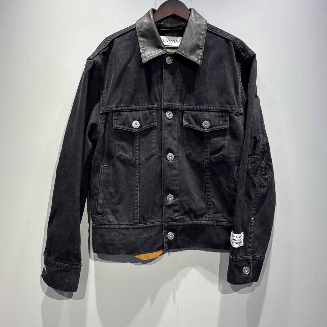 99新 LANVIN 浪凡 联名 GalleryDept 泼墨拼皮牛仔外套/50码/0615