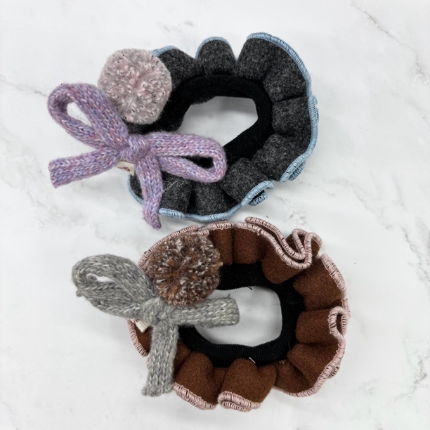 L356/L667夕洛蝴蝶结毛球头绳高弹力日韩甜少女发圈发绳时尚可爱