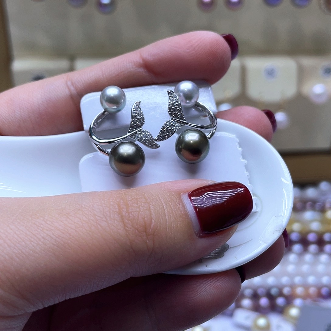 海水珍珠耳饰银S925镶嵌