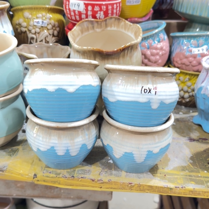 凑9块包邮，有孔，陶瓷花盆