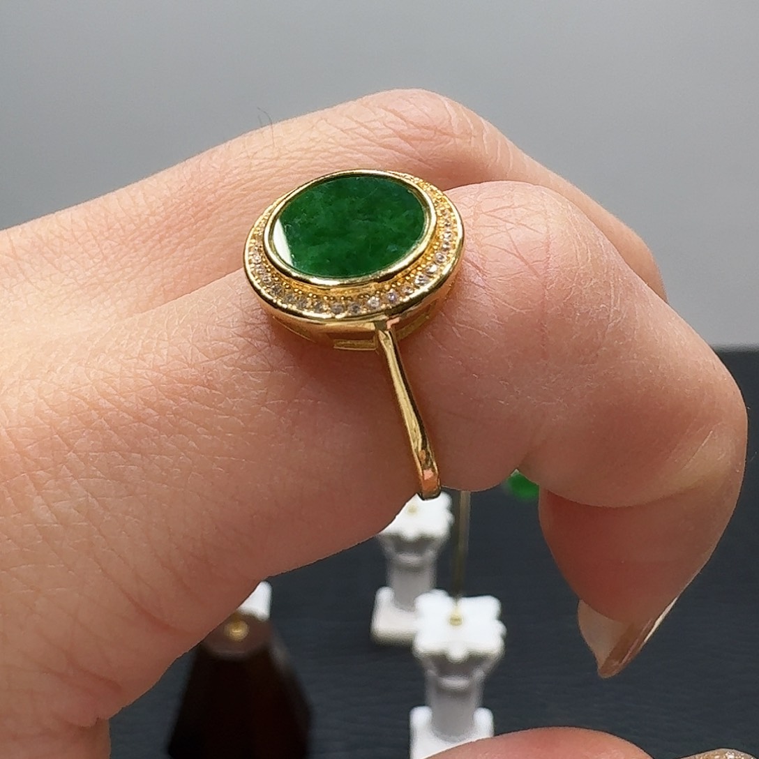 翡翠戒指银S925镶嵌戒指