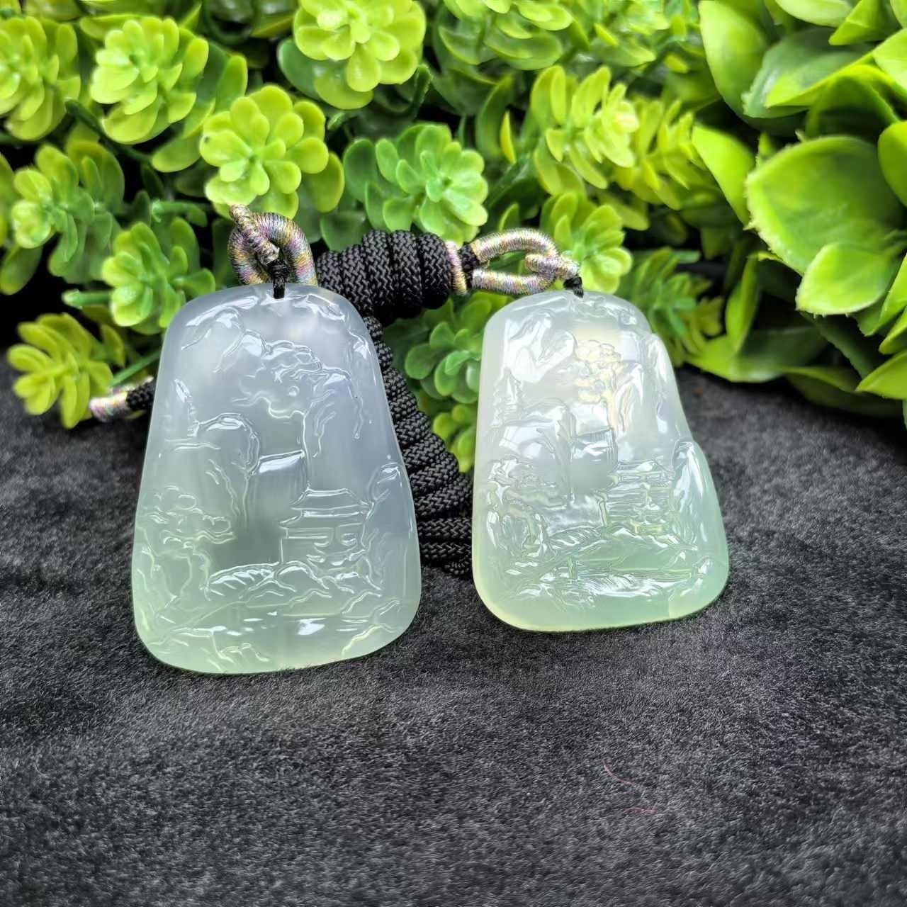 S7406（玉夫人）福禄寿春彩玛瑙山水吊坠-配绳-多样性发一件