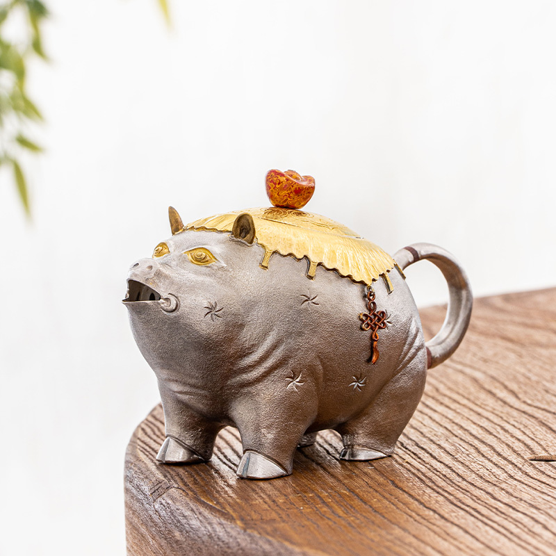 蜂鸟工坊傳家隔热把元宝大漆钮小猪形小壶SWA11203
