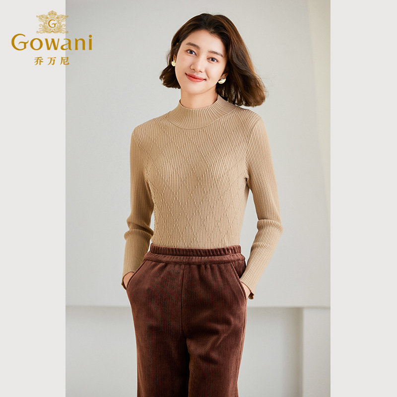 Gowani/乔万尼针织衫上衣女2024新品羊毛打底衫半高领ET4M958