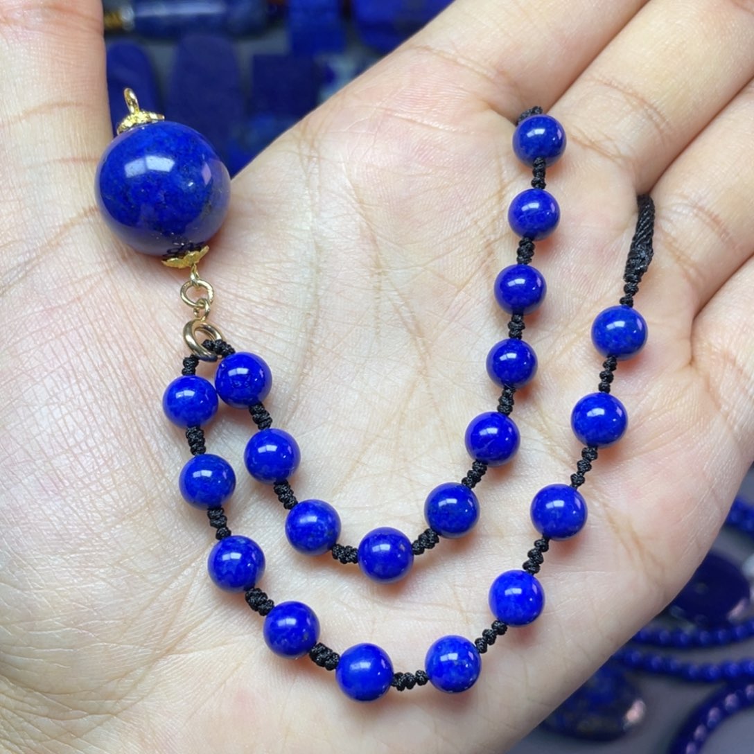 青金石未镶嵌16mm锁骨珠结链