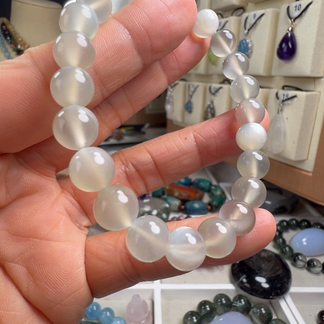 长石未镶嵌手链天然白光月光石