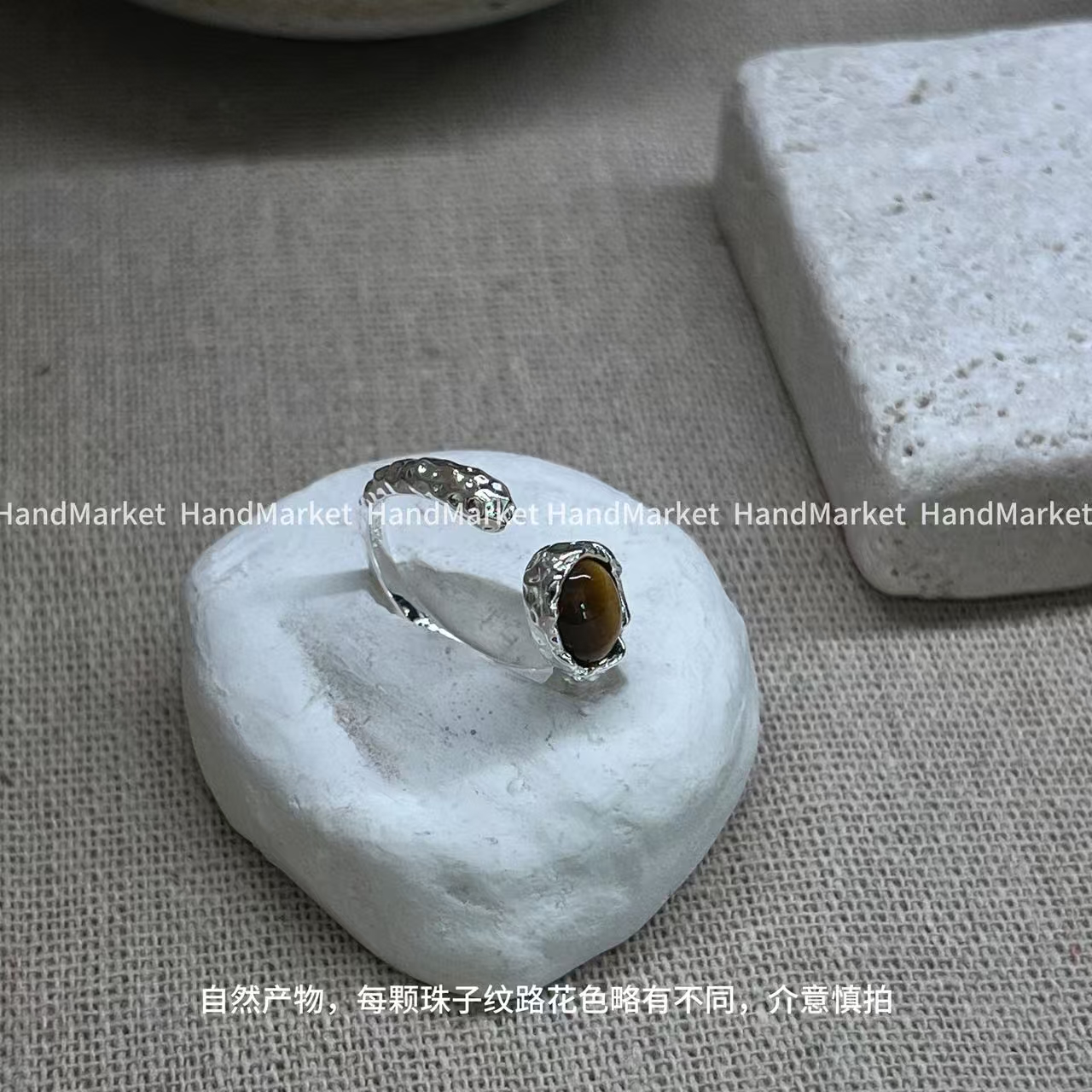 925银戒指 JIUJIU【肌理棕虎开口戒】百搭设计感时尚小众指环0725