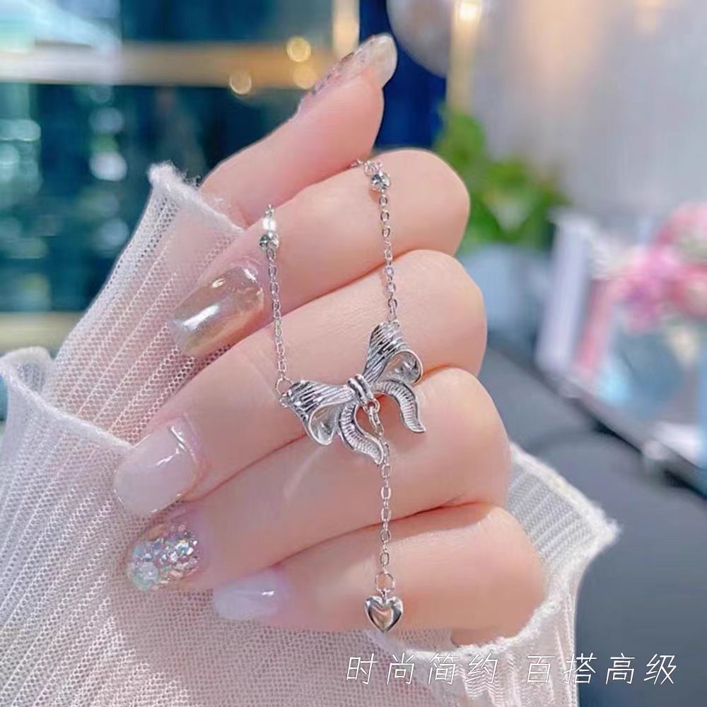 坠链均足银 足银990银在逃公主蝴蝶结项链时尚新款情送女友礼物