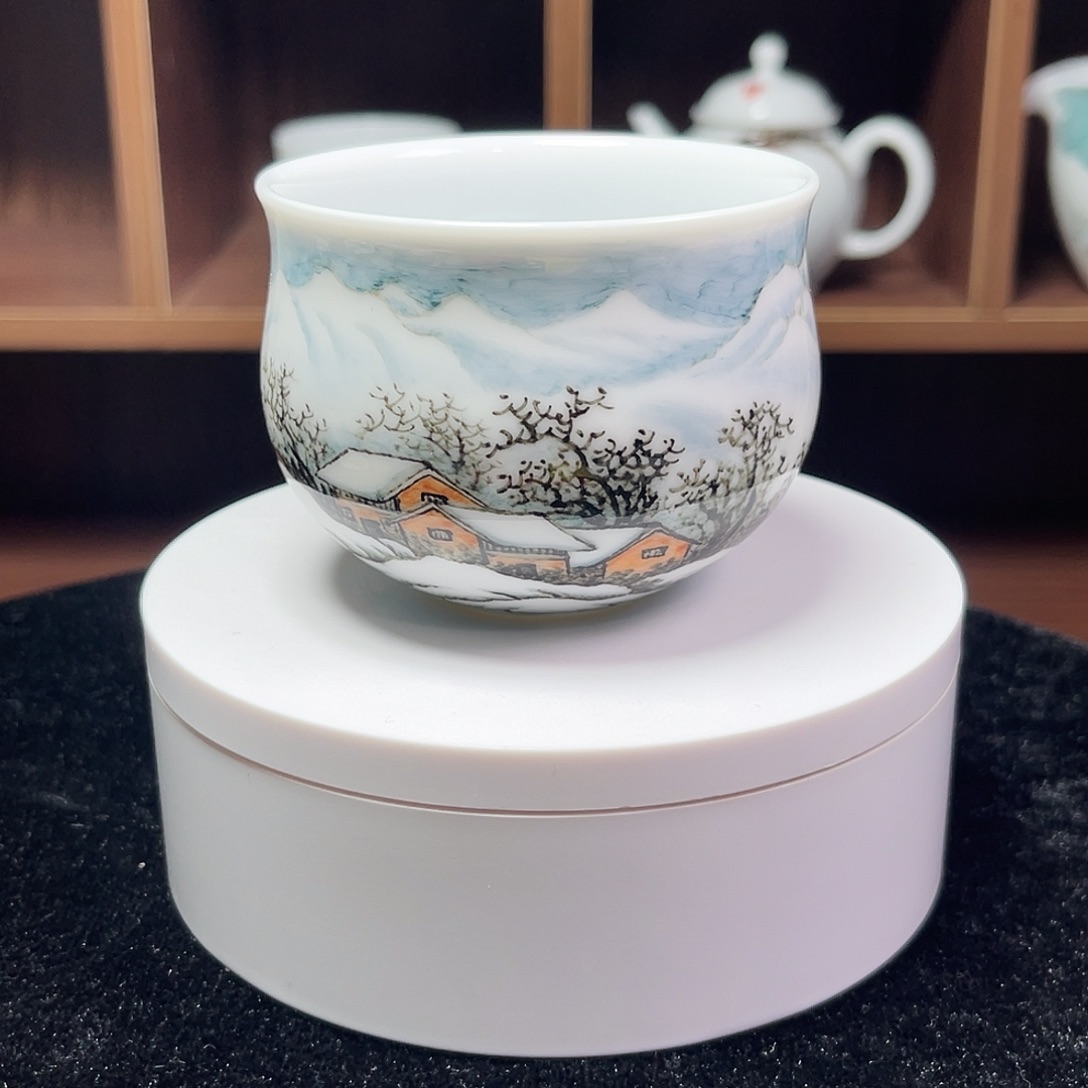 橙***。醴陵釉下五彩瓷杯子