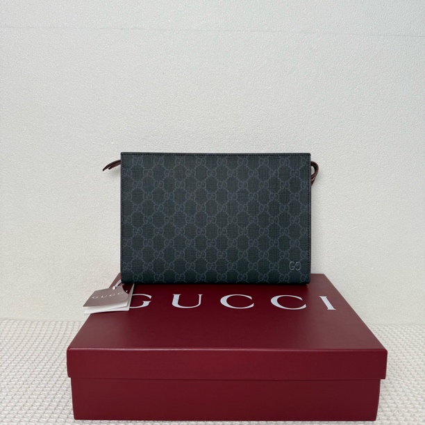 未使用 GUCCI/古驰 6206/男士经典时尚黑老花拼色手拿包