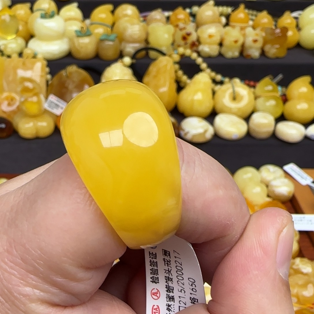 蜜蜡戒圈未镶嵌天然俄料蜜蜡面包戒圈馒头戒圈