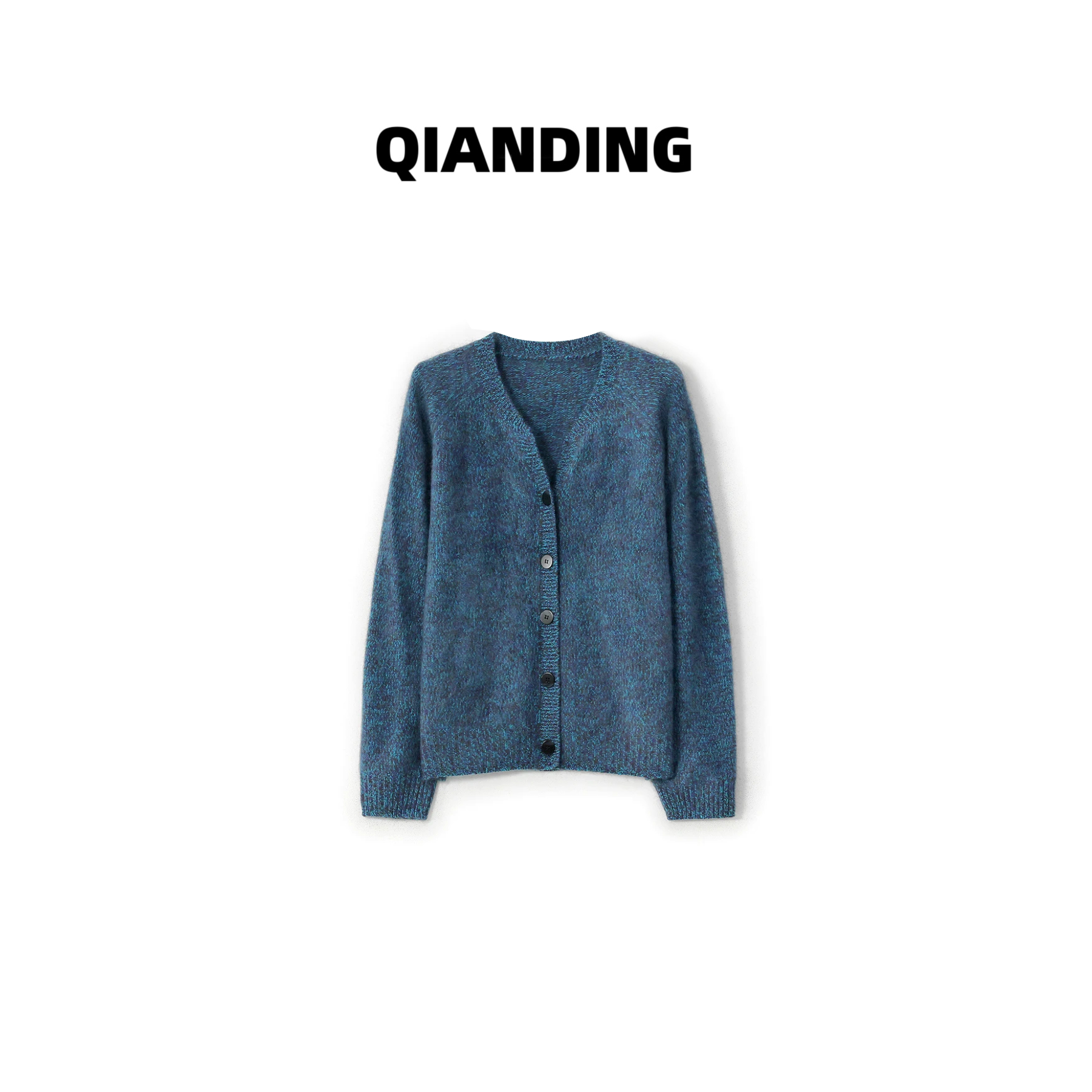 【QIANDING】【冰野梦核】阿拉善山羊绒拉绒工艺显瘦百搭休闲毛衣F453