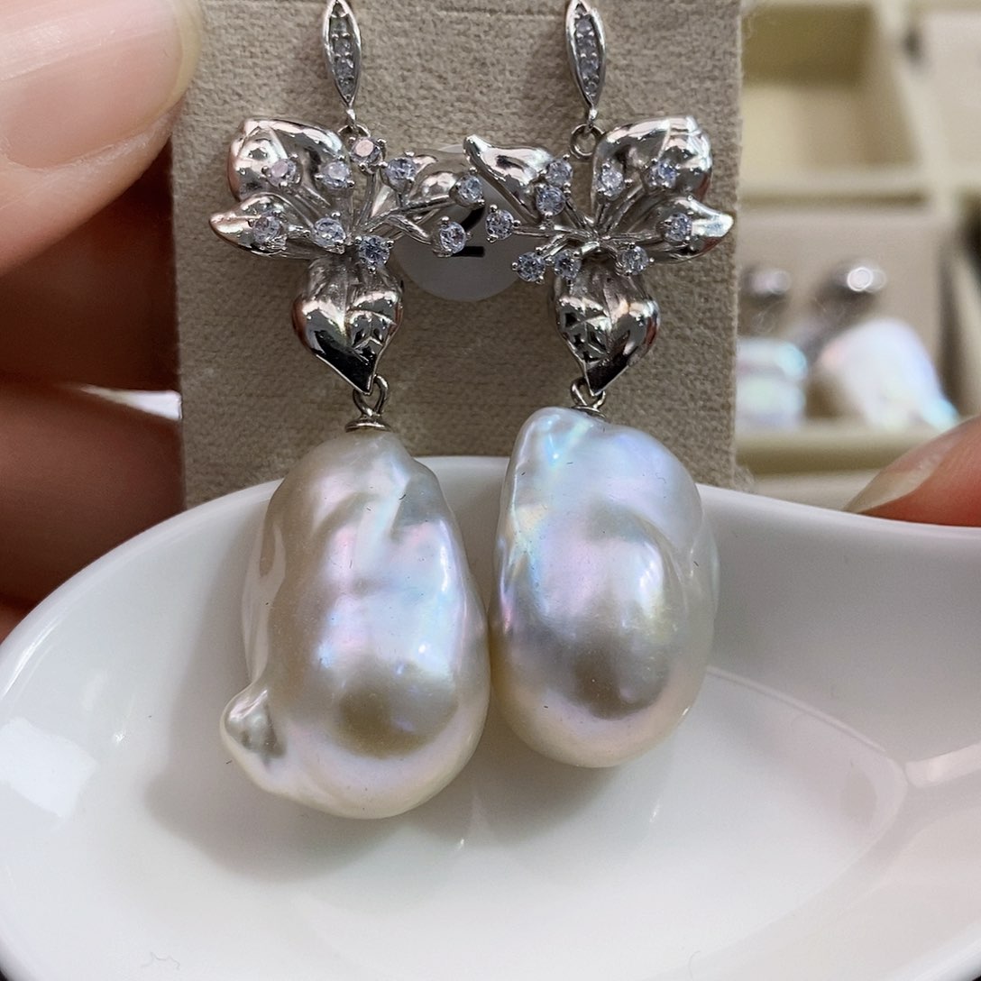 银S925镶嵌特价清库存淡水极光炫彩珍珠正版设计款淡水珍珠