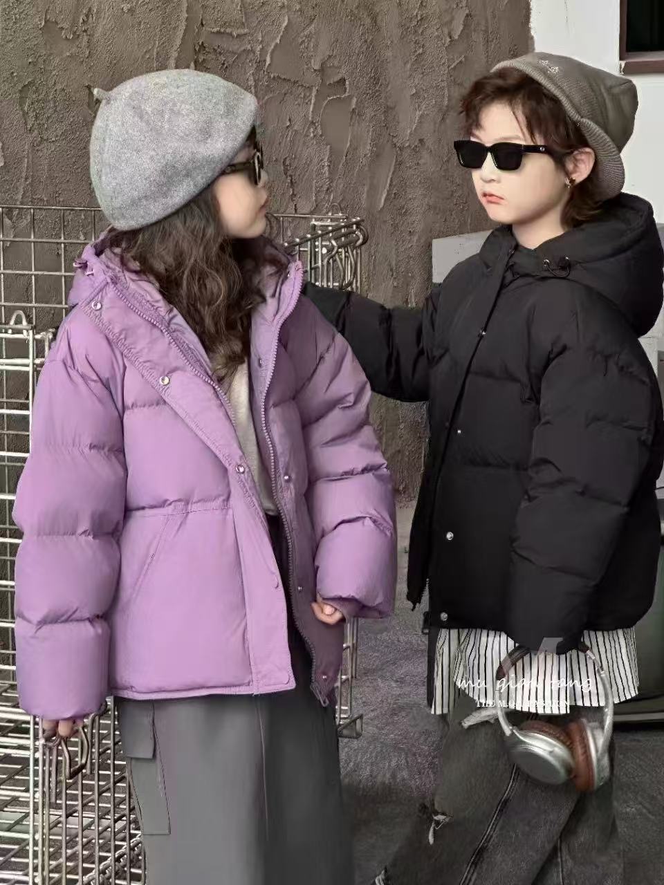 【橘子】【现货】三防面料短款时尚洋气男女童羽绒服冬款外套