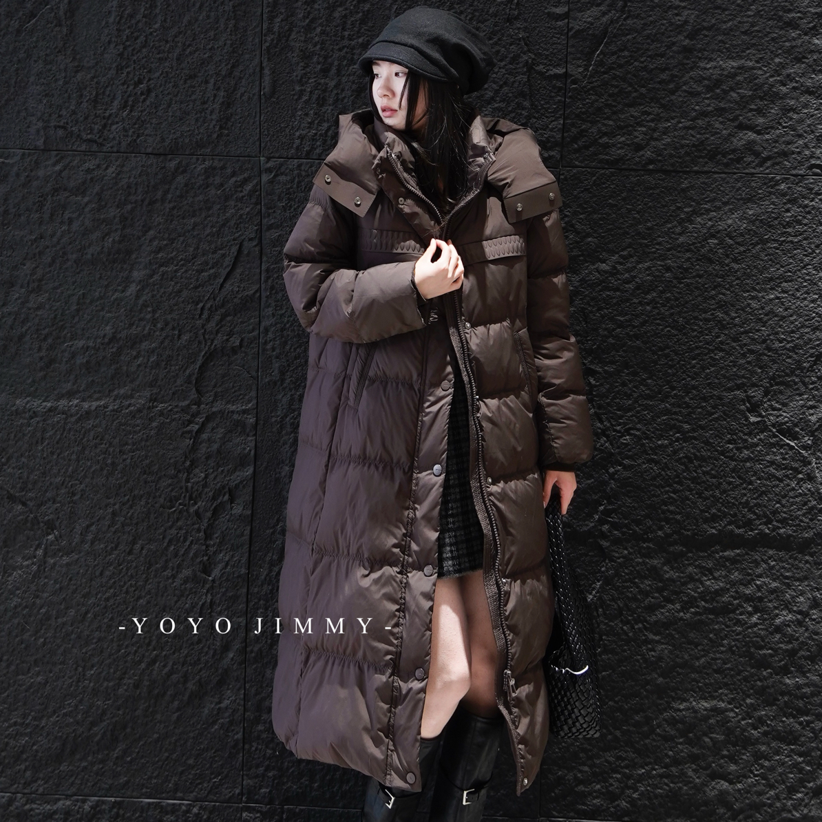 YOYO Y518 织带款羽绒服女长款冬季外套