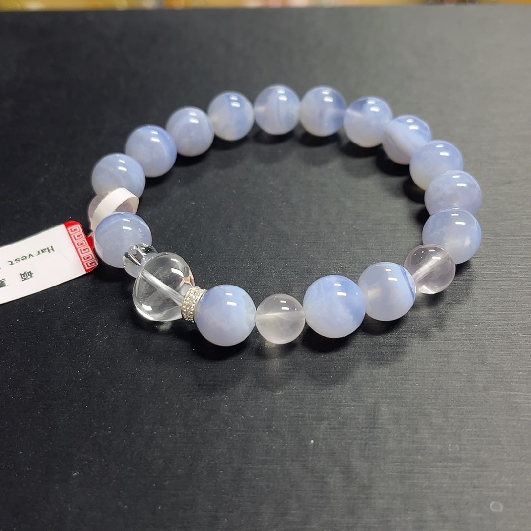 水晶手链未镶嵌蓝纹玛瑙设计款手串