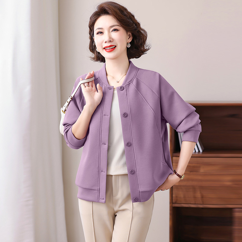 新款春装女士运动休闲短款开衫卫衣外套适合中年妈妈2026时尚风格