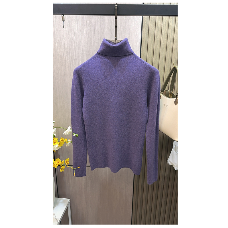 女毛针织衫流光风文艺堆堆针织衫紫色百搭堆堆领衫