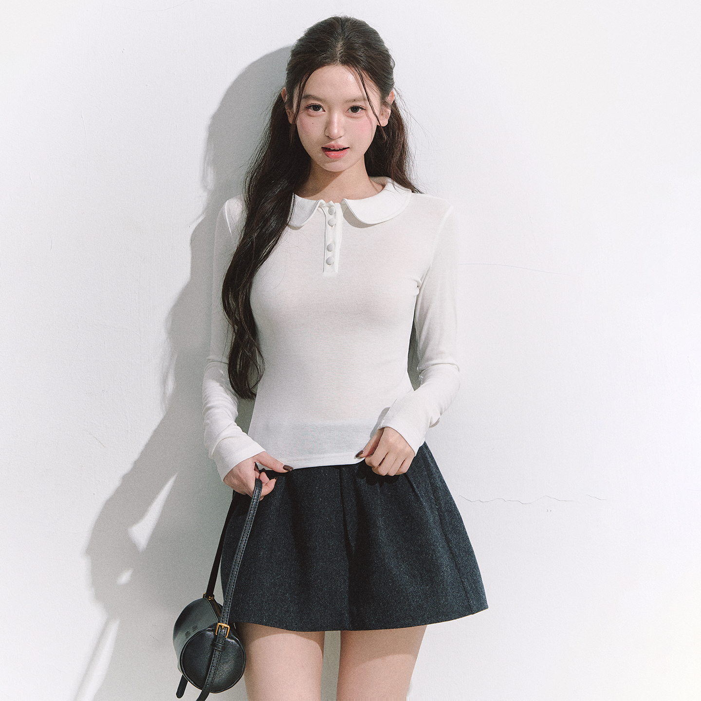 彼得潘领打底长袖T恤女秋冬千金风修身显瘦上衣