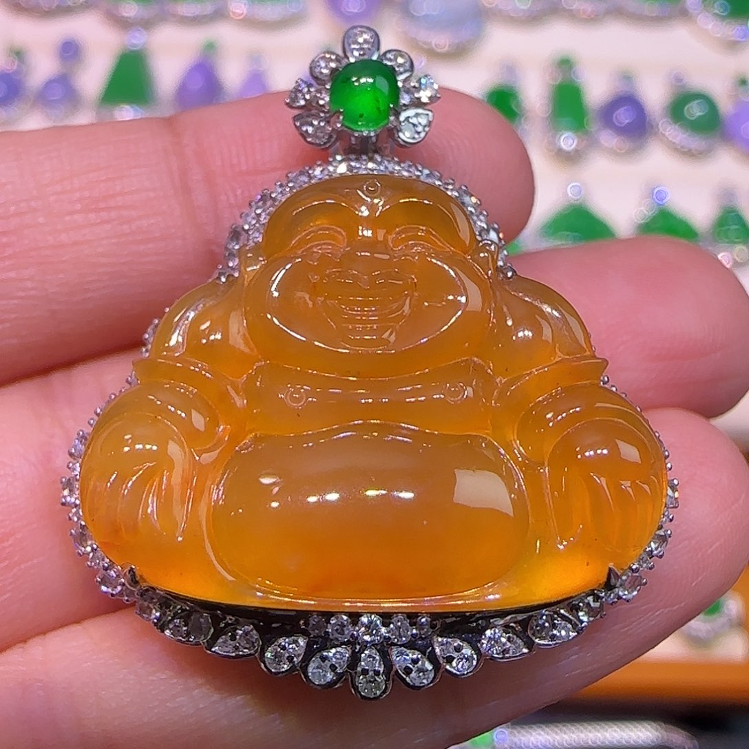 翡翠18K金镶嵌吊坠(不含链)