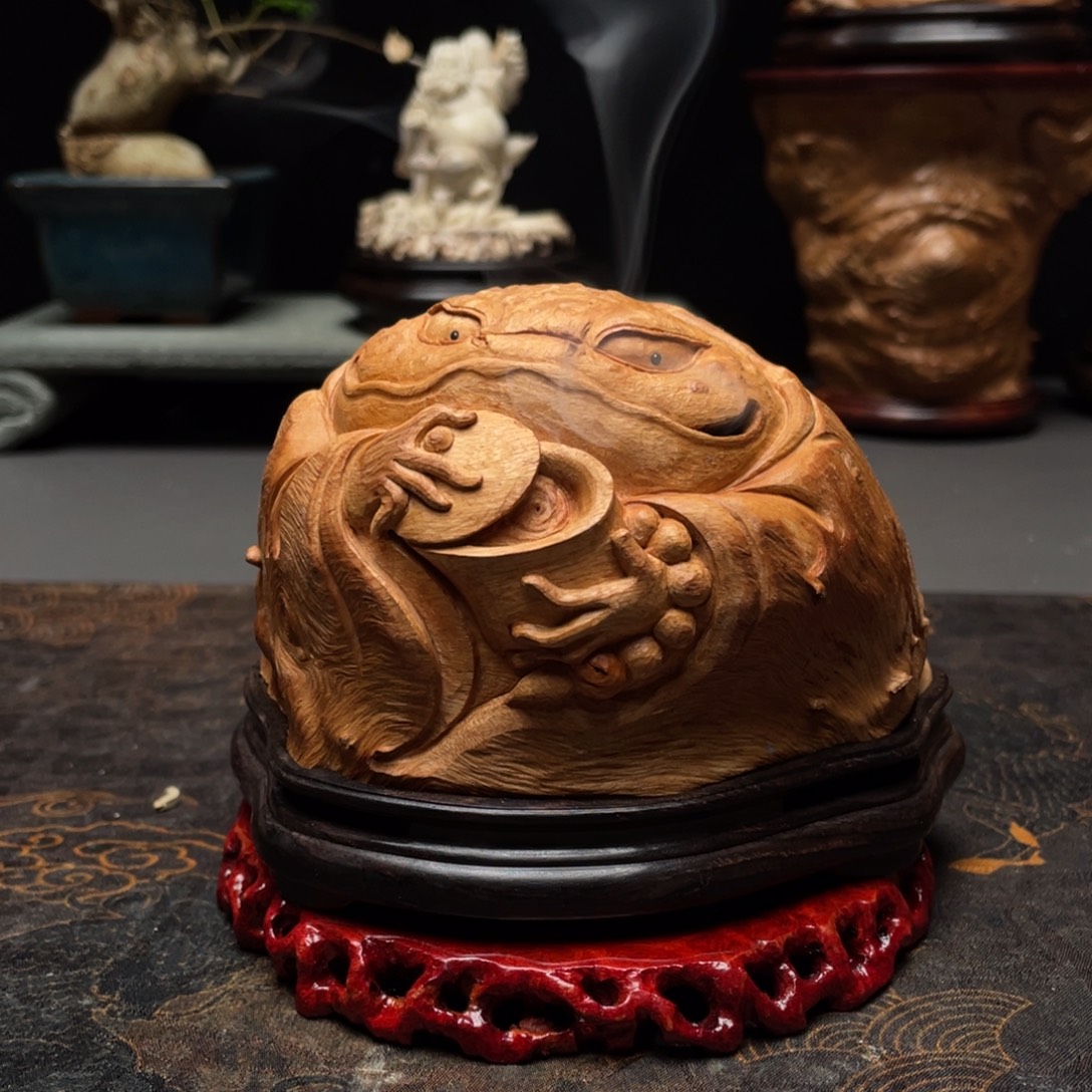 吉***宝香榧木金蟾荔枝木香炉
