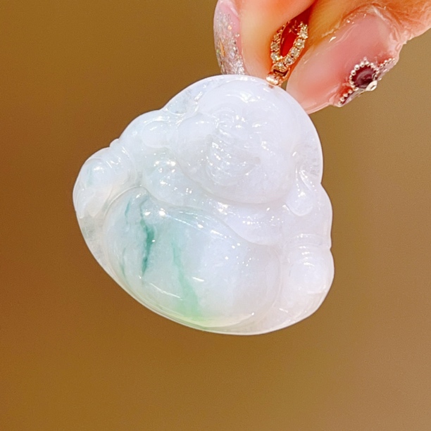 18k玫瑰金翡翠吊坠 1980