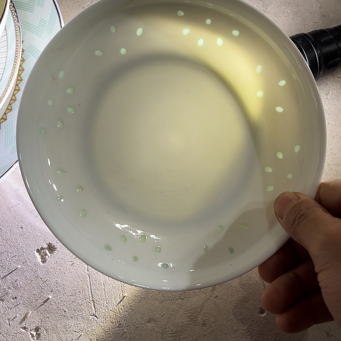 瓷片玲珑七寸盘四个微瑕