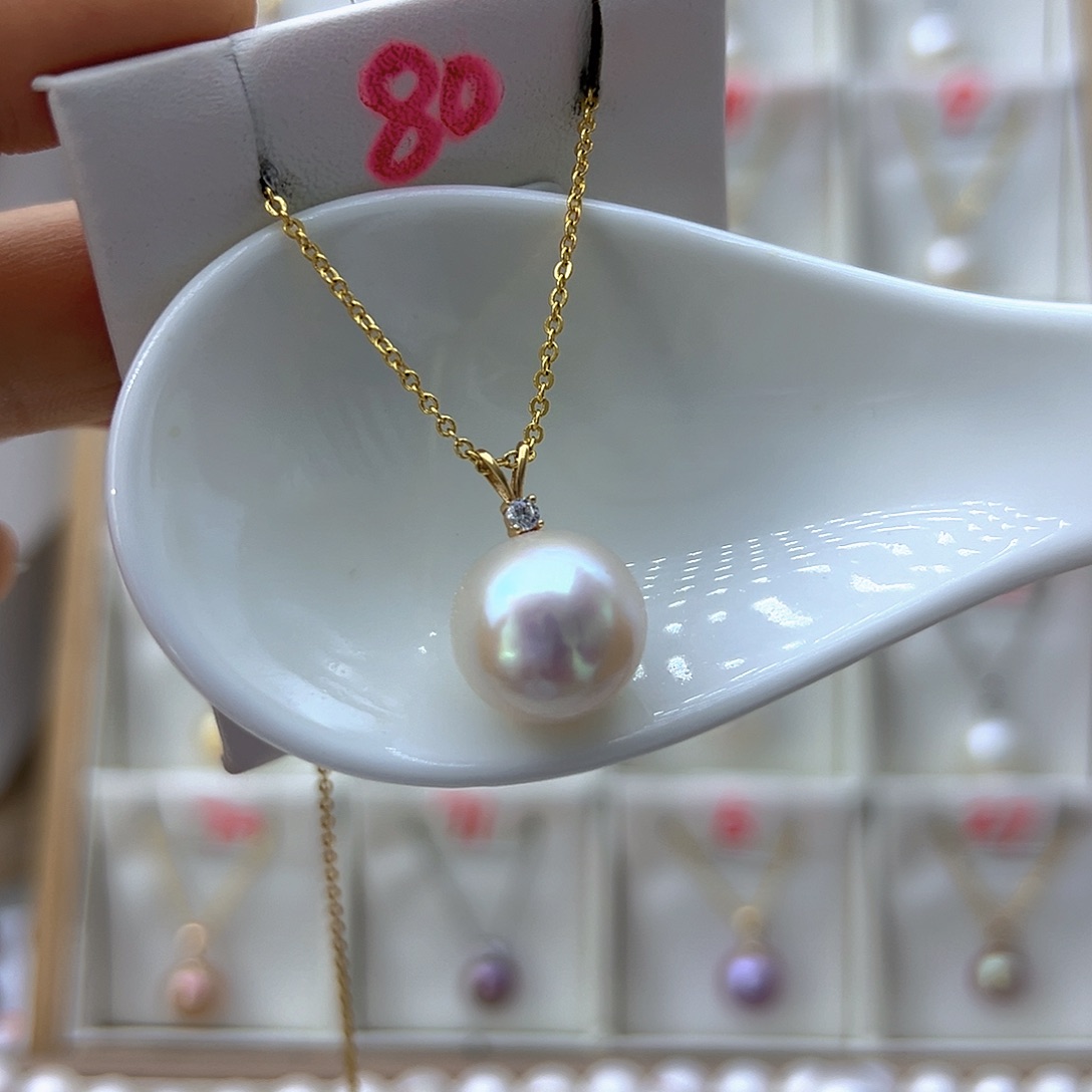 淡水珍珠吊坠(不含链)18K金镶嵌