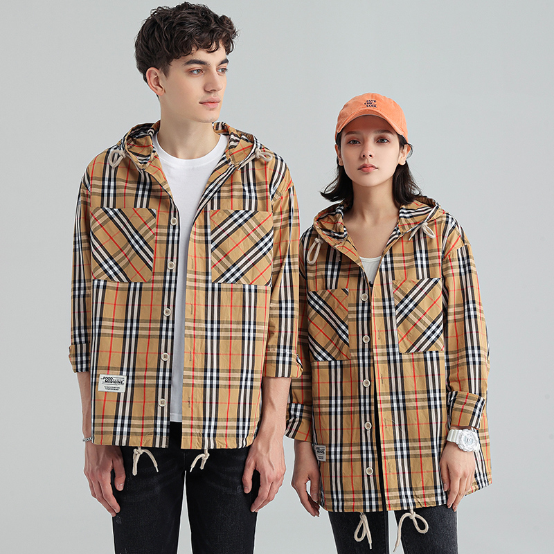 Mexican/稻草人衬衣免烫经典外套时尚秋季常规长袖连帽休闲衬衫