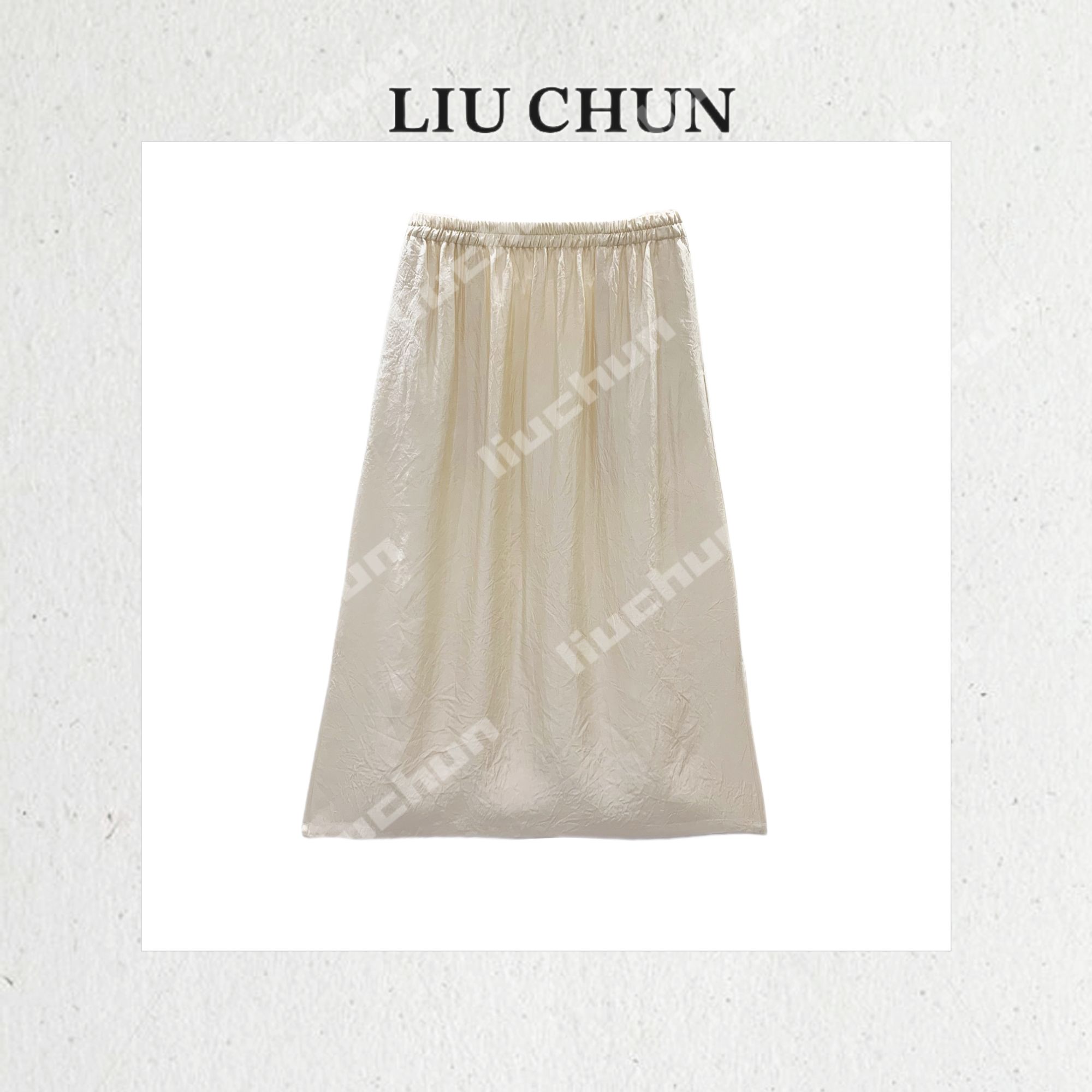 【褶皱纯色】CHUN家显瘦气质时尚减龄醋酸半裙