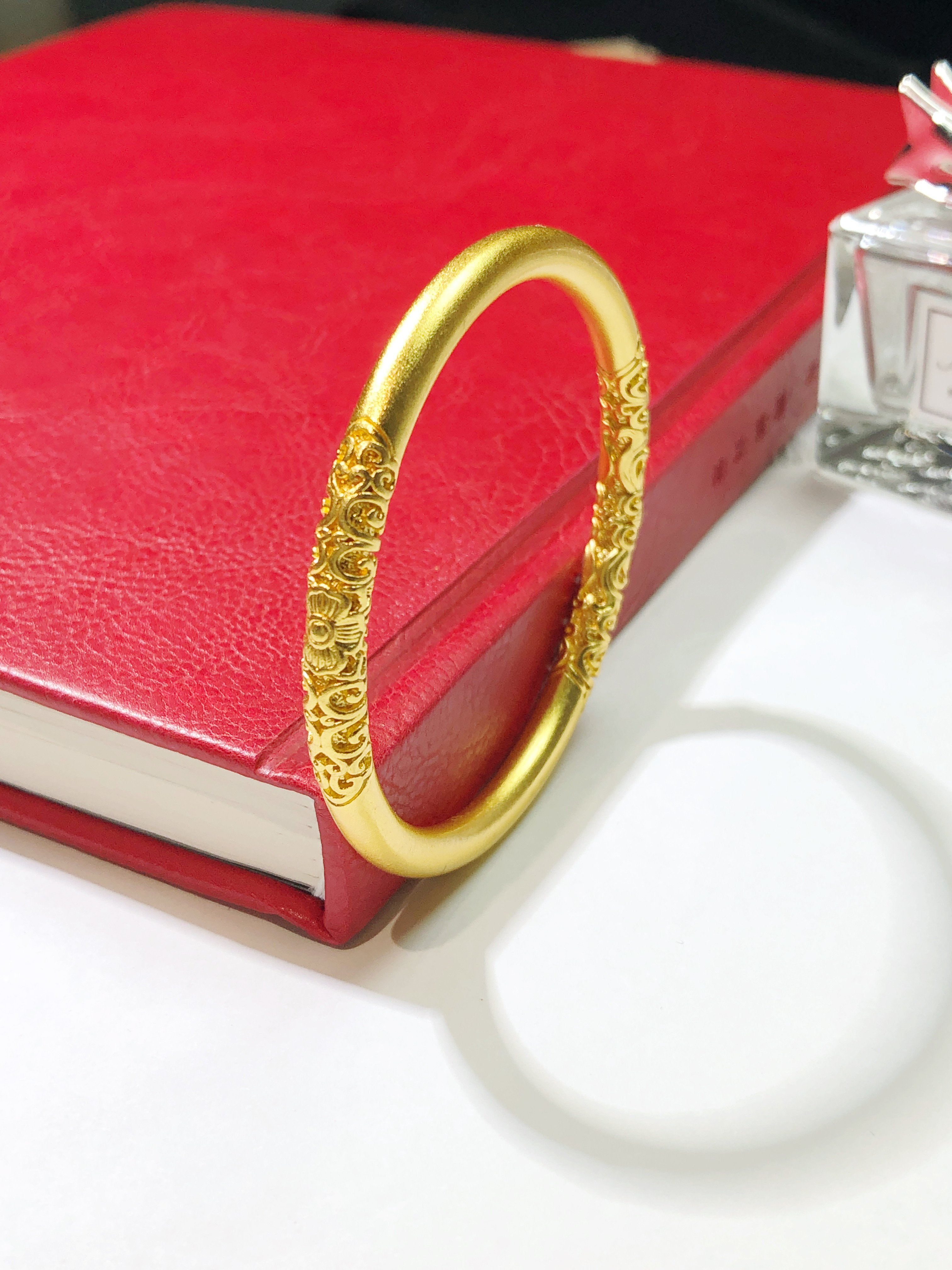 足银手镯 YC09卷草纹手镯古法轻奢女款精致手环不掉色足银镀金