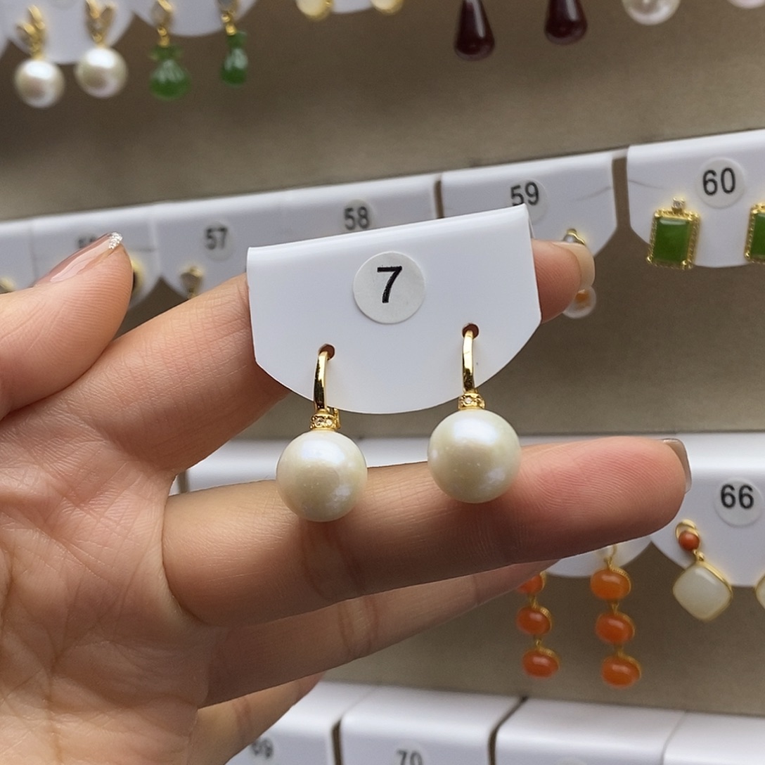 银S925镶嵌淡水珍珠耳饰