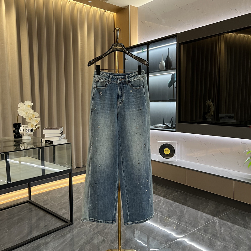 2025美式牛仔直筒阔腿裤高腰显瘦休闲百搭长裤GK-708