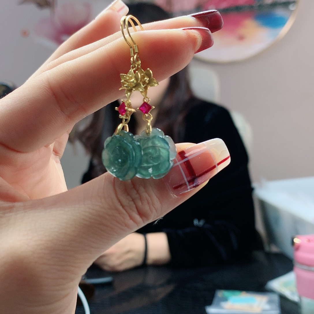 【闪购商品】翡翠耳饰银S925镶嵌，