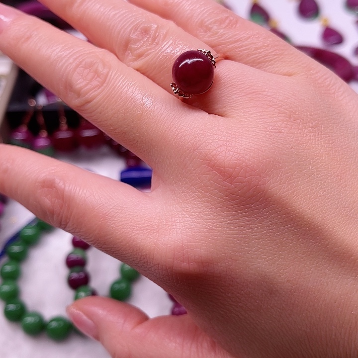 红宝石戒指银S925镶嵌