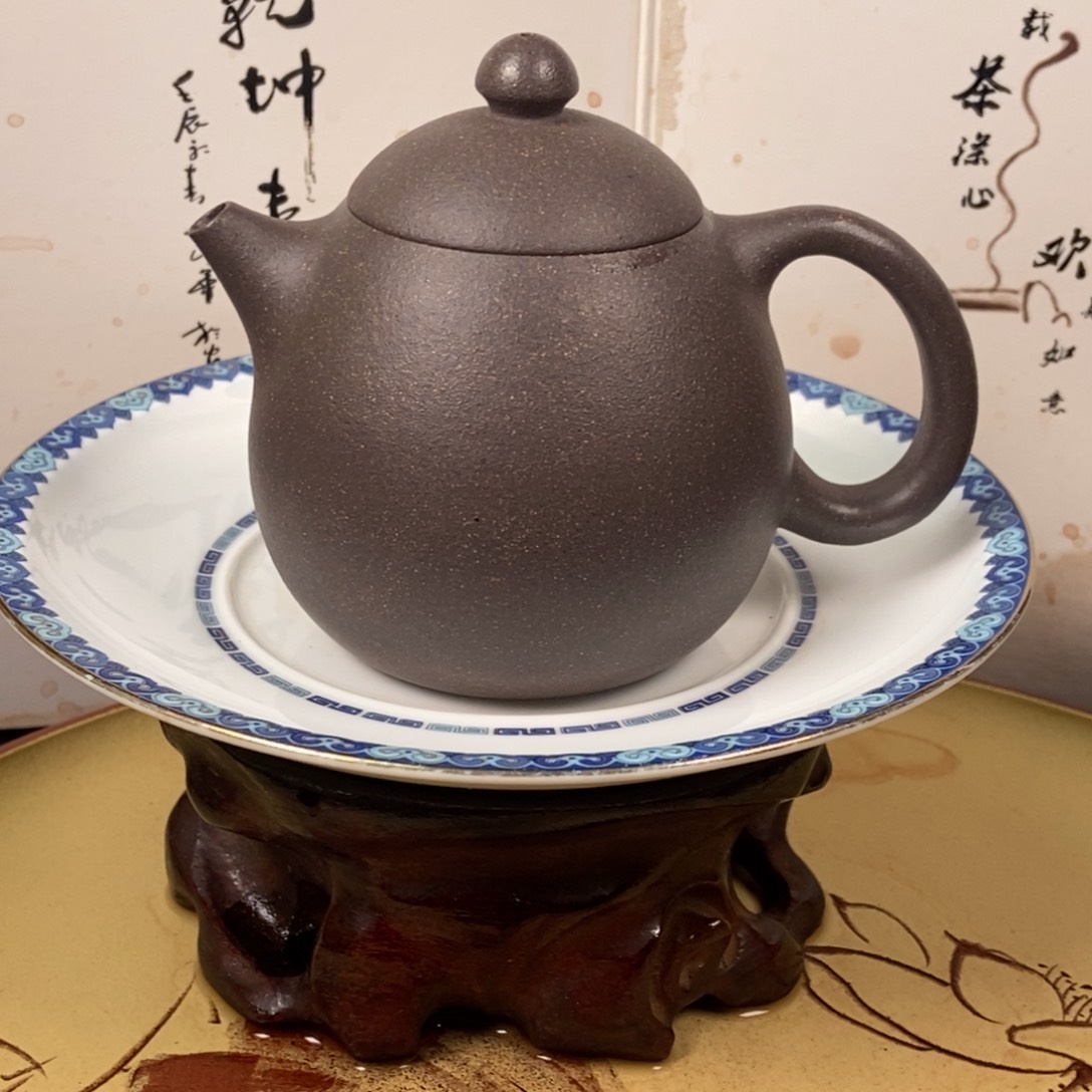 紫砂茶壶大水潭天青手工研磨200