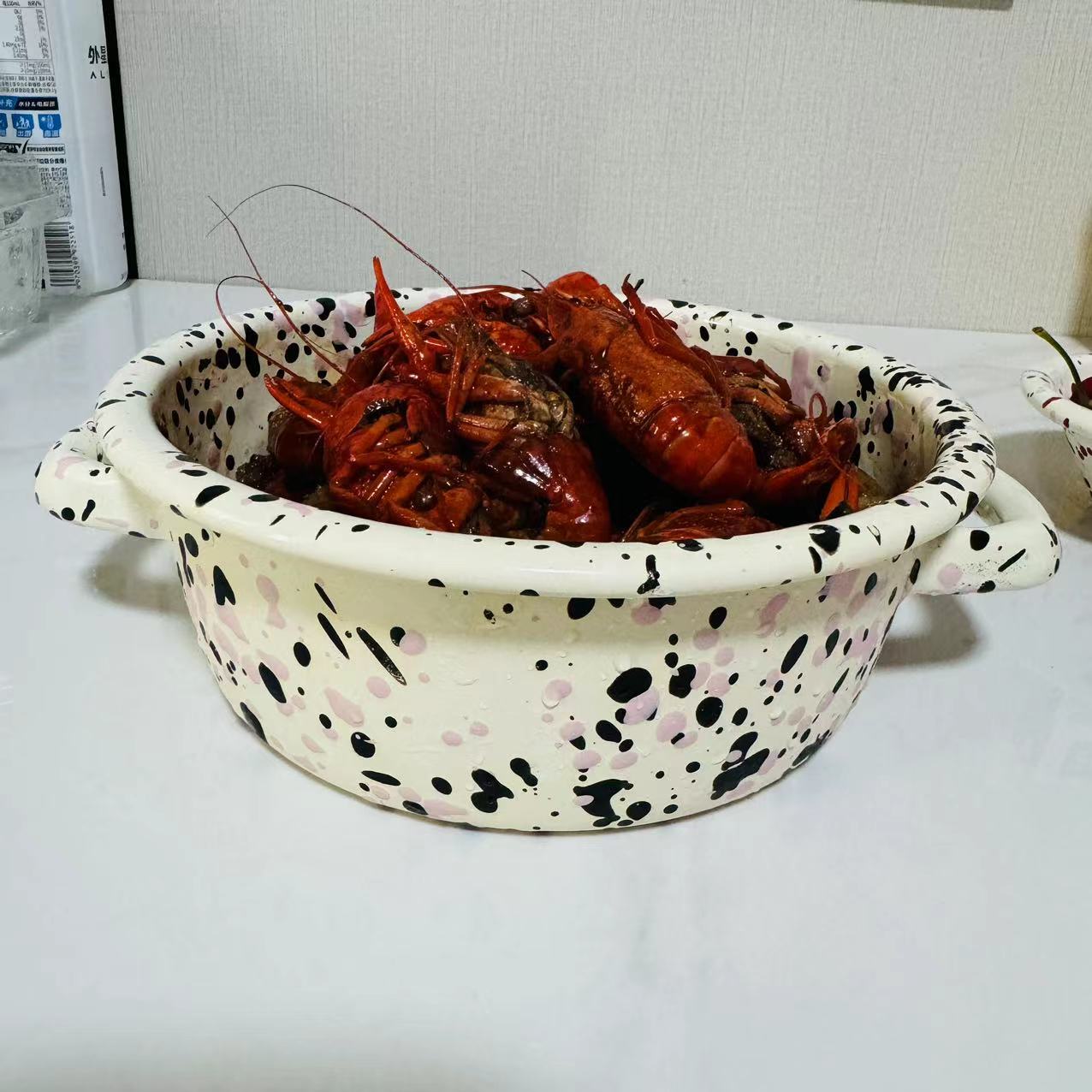 【颜值好物】黑粉 内外泼墨 18cm双耳芝士锅 高颜值带把手搪瓷奶锅 