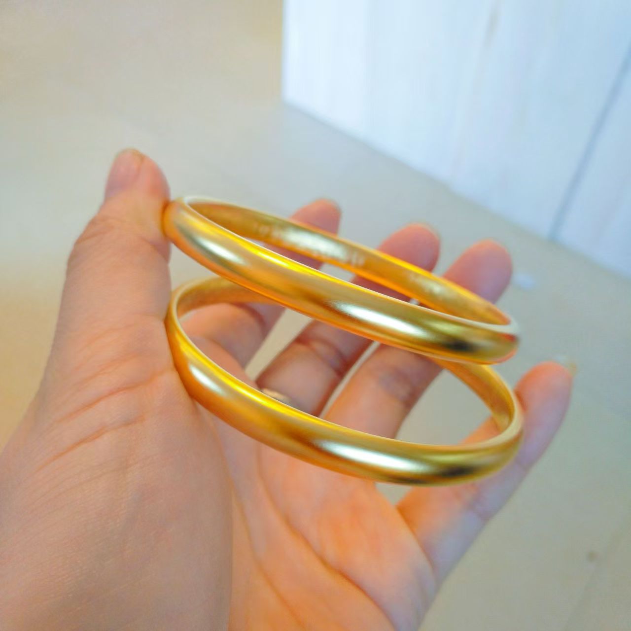 铜合金手镯 时尚百搭手镯女款传承镯子黄铜镀金素圈哑光磨砂经典