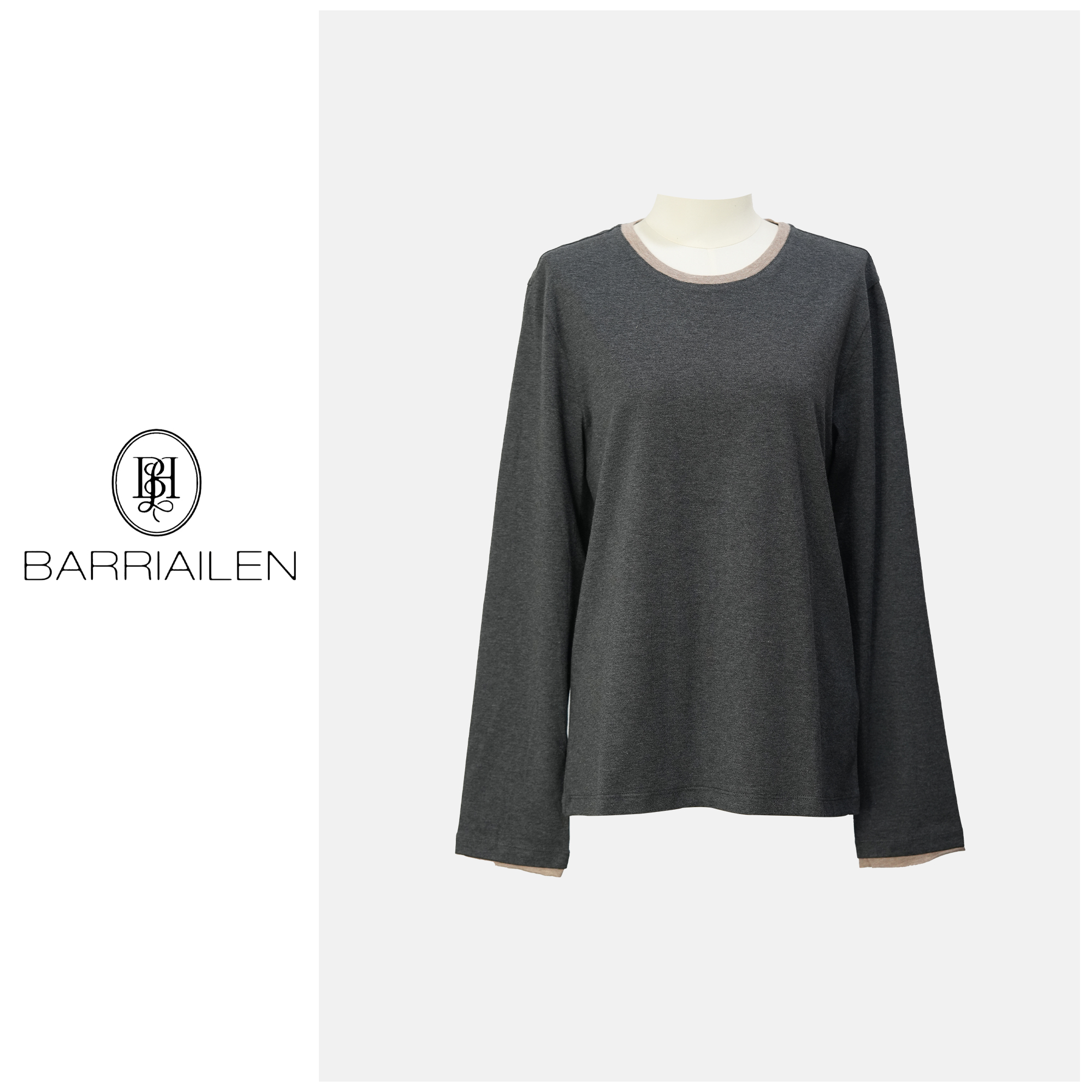  BARRIAILEN |  休闲百搭简约撞色长袖T恤-241492