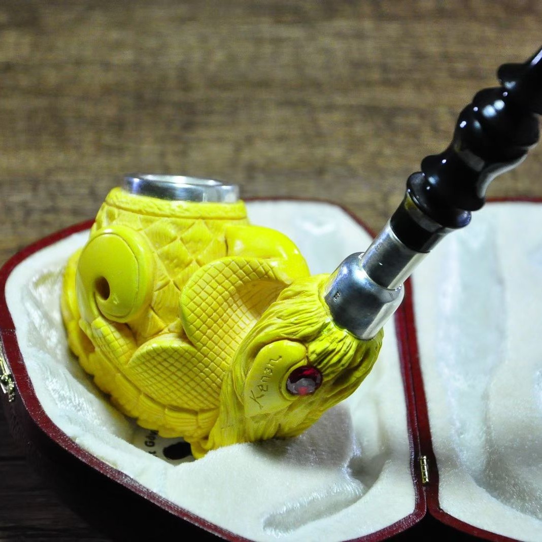 复古风格手工打造男士过滤烟袋海泡石木纹老式烟斗