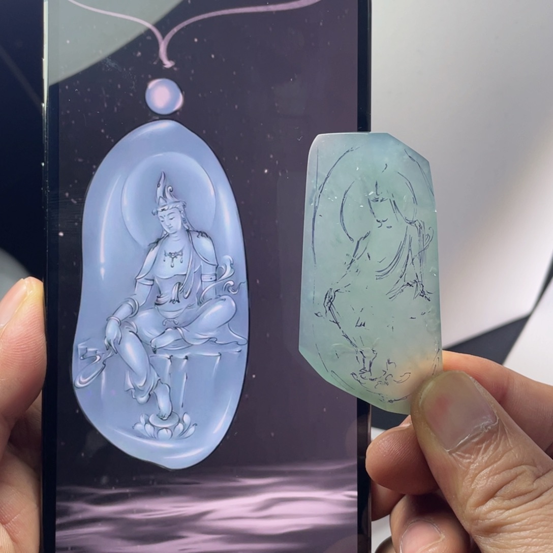 未镶嵌定制翡翠自在观音