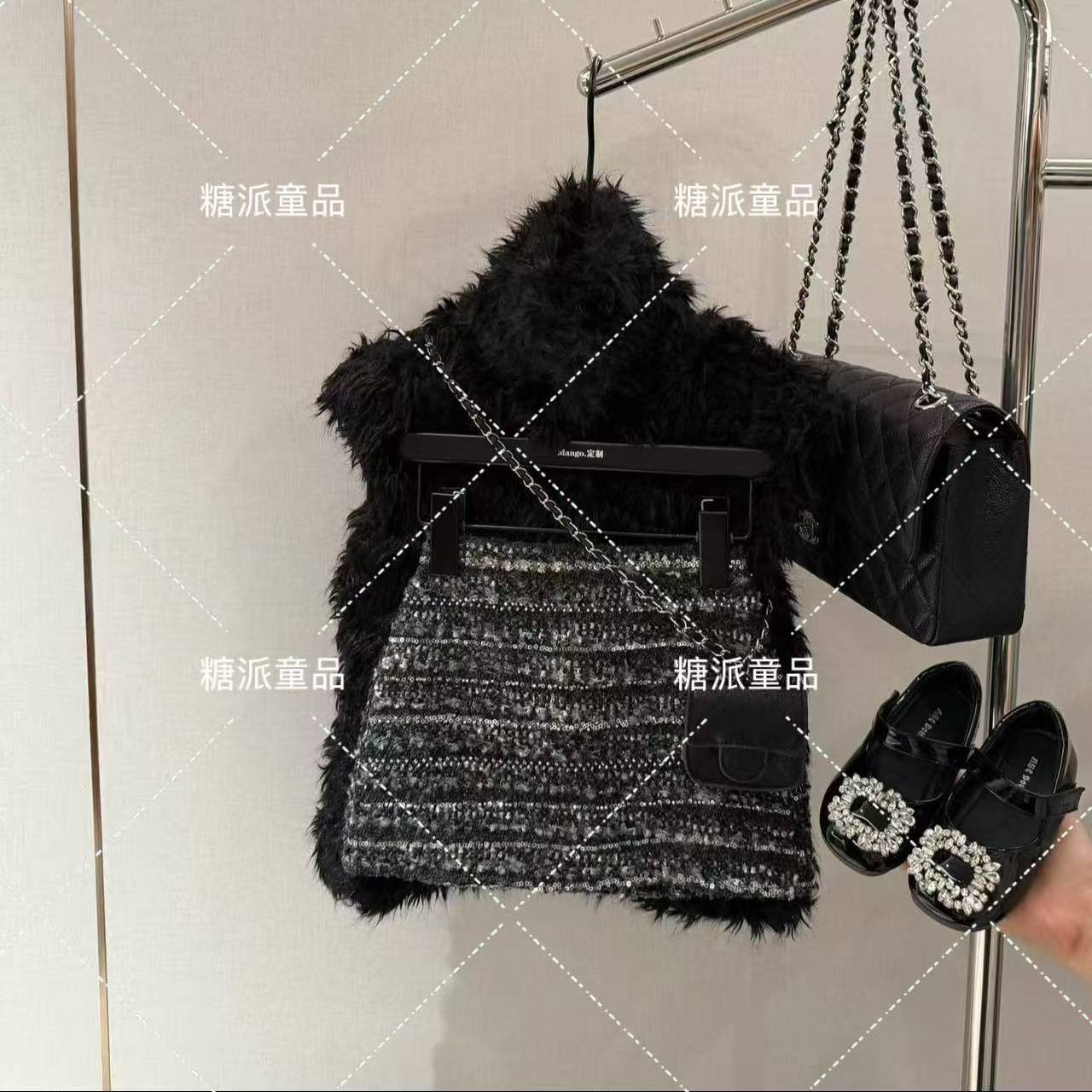 【单独短裙】6681超模走秀定制系列小香编织儿童A字版短裙